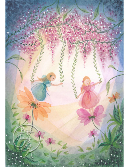 Ansichtkaart lente bloemen Bijdehansje