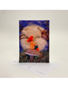Ansichtkaart op een paddestoel Het Wol Feetje 2