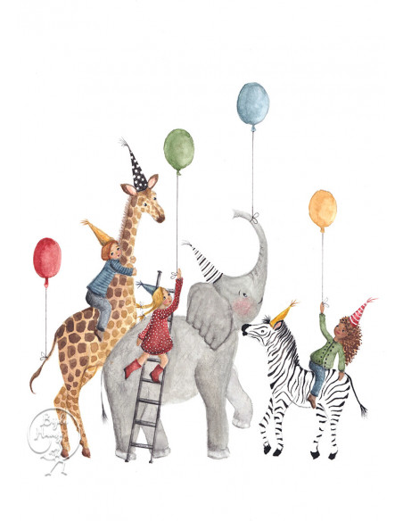 Ansichtkaart feest Bijdehansje