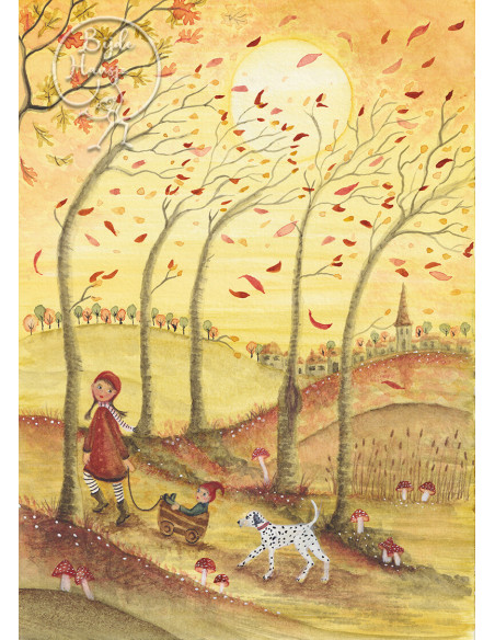 Ansichtkaart herfstwandeling Bijdehansje