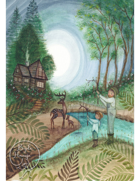 Ansichtkaart vader en zoon Bijdehansje