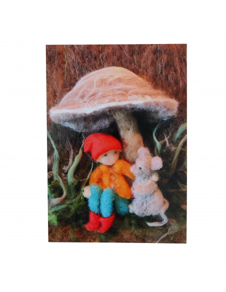 Ansichtkaart onder een paddestoel Het Wol Feetje
