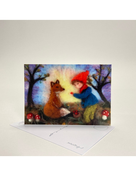 Ansichtkaart herfst vos Het Wol Feetje