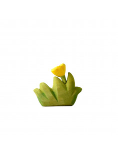 Gras klein met gele bloem