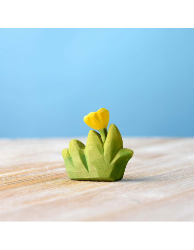 Gras klein met gele bloem