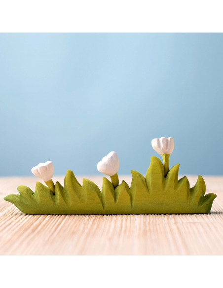 Groot gras met witte bloemen