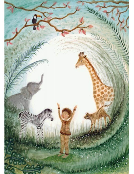 Ansichtkaart jungle Bijdehansje