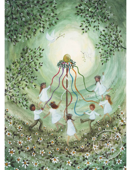 Ansichtkaart meiboom Bijdehansje