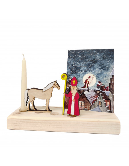 Ansichtkaart Sinterklaas op dak Bijdehansje