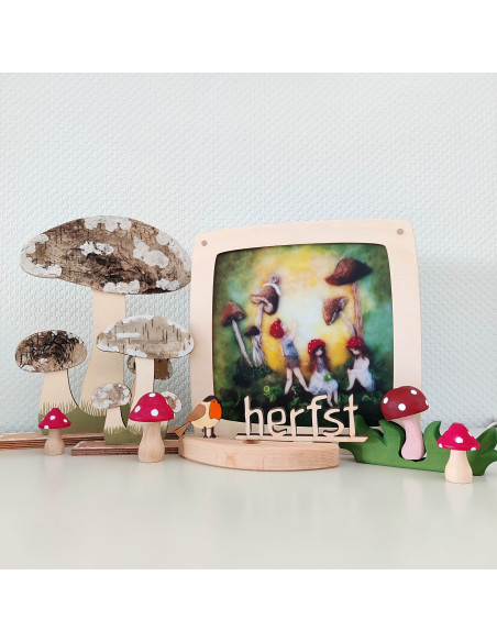 Herfst paddenstoelen plaat voor seizoenslamp Het Wol Feetje