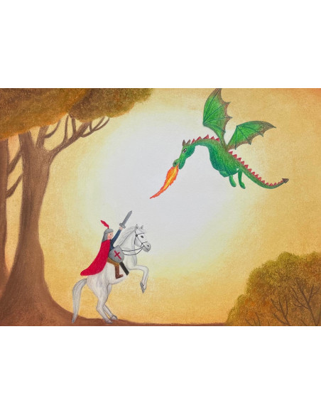 Ansichtkaart Joris en de draak Het Blije Kroontje
