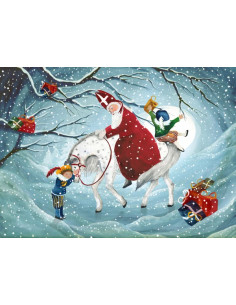 Ansichtkaart pietenpret Bijdehansje