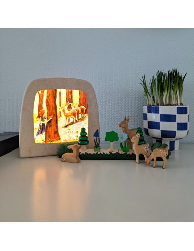 Hertjes in lente bos plaat voor seizoenslamp...