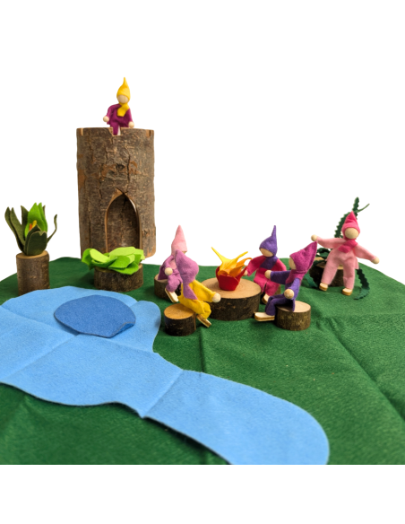 Houten blokken kampvuur set