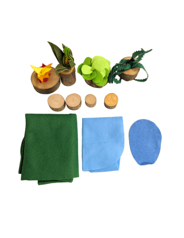 Houten blokken kampvuur set