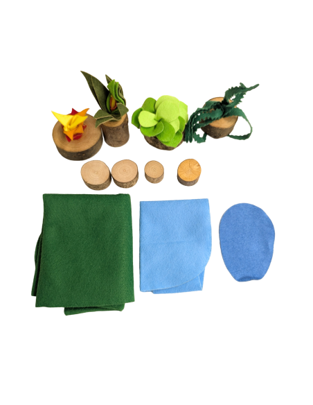 Houten blokken kampvuur set