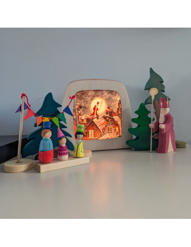 Sinterklaas op het dak plaat voor seizoenslamp...