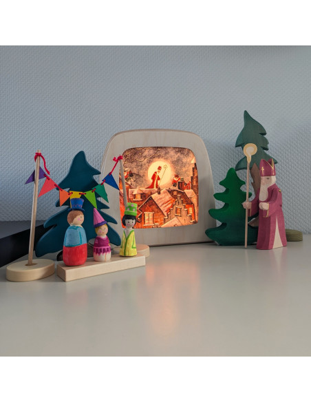 Sinterklaas op het dak plaat voor seizoenslamp Bijdehansje