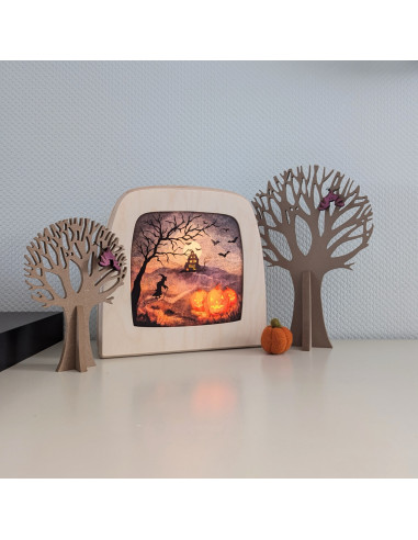 Halloween huis plaat voor seizoenslamp Vogel Geluk