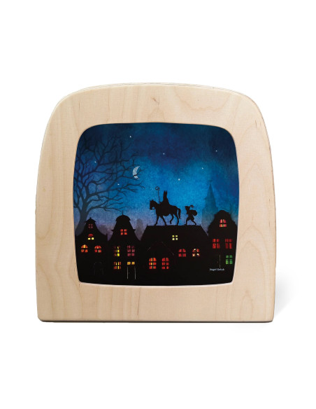 Sinterklaas op dak plaat voor seizoenslamp Vogel Geluk