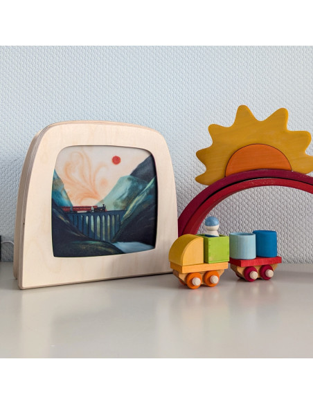 Trein plaat voor seizoenslamp Hannah illustreert