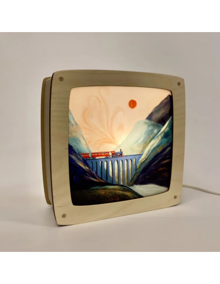 Trein plaat voor seizoenslamp Hannah illustreert