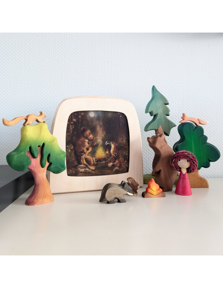 Zingen bij het kampvuur plaat voor seizoenslamp Iris Esther