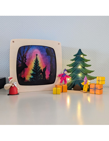 Kerstboom optuigen plaat voor seizoenslamp...