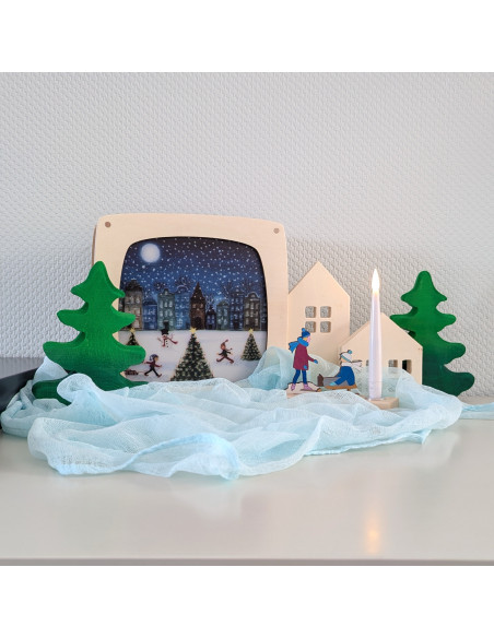 Schaatsen winter plaat voor seizoenslamp Bijdehansje