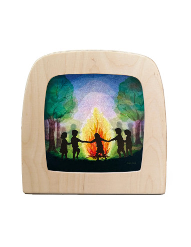 Dansen om kampvuur plaat voor seizoenslamp...