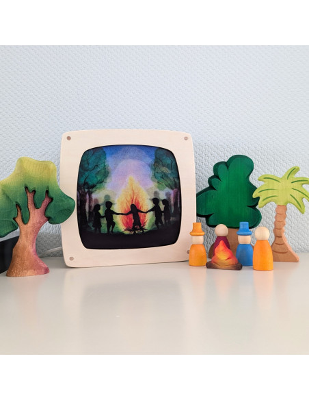 Dansen om kampvuur plaat voor seizoenslamp Vogel Geluk