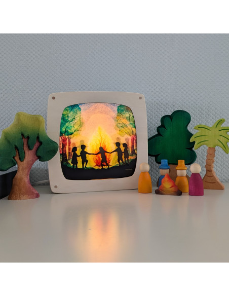 Dansen om kampvuur plaat voor seizoenslamp Vogel Geluk