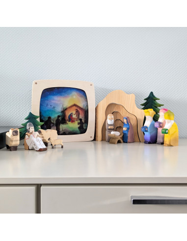 Kerststal plaat voor seizoenslamp Vogel Geluk