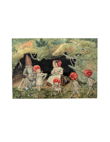 Ansichtkaart paddestoel kinderen Elsa Beskow