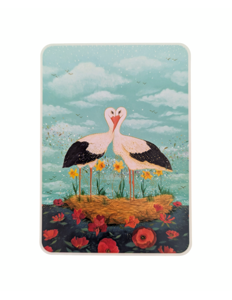 Ansichtkaart ooievaar Jehanne Weyman