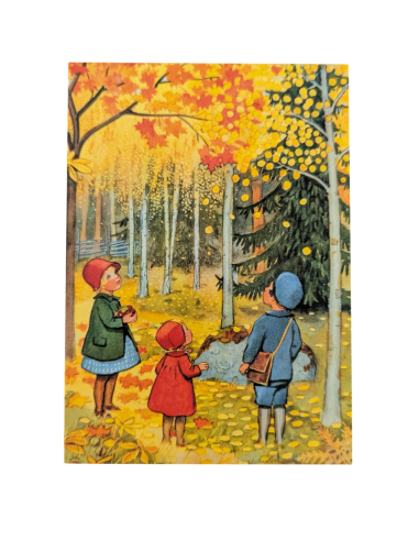 Ansichtkaart herfstbos Elsa Beskow