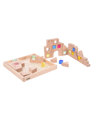 Blokkenset hout en lichtdoorlatend