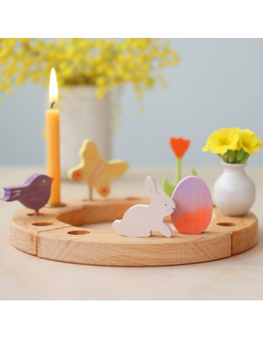 Paasei + paashaas steker set roze/paars