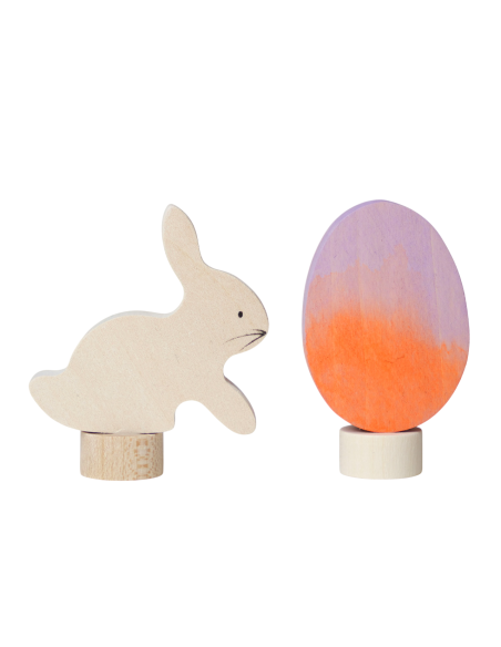 Paasei + paashaas steker set roze/paars