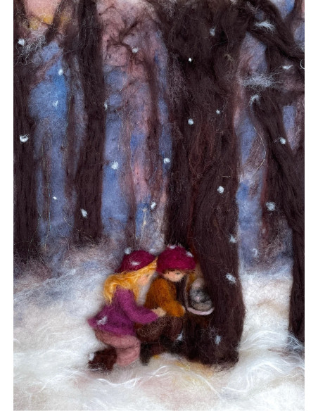 Ansichtkaart winters bos Het Wol Feetje