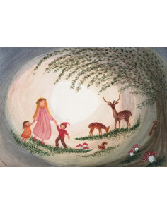 Ansichtkaart herfst hertjes Bijdehansje