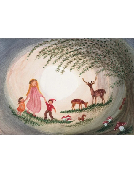 Ansichtkaart herfst hertjes Bijdehansje