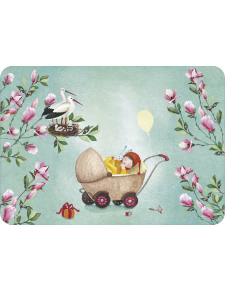 Ansichtkaart baby in kinderwagen Mila