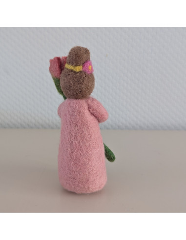 Vilten bloemenfee roze