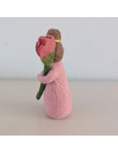 Vilten bloemenfee roze