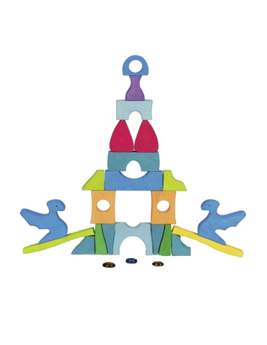 Blokken puzzel draken met fonkelstenen