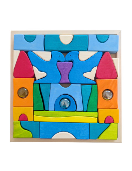 Blokken puzzel draken met fonkelstenen