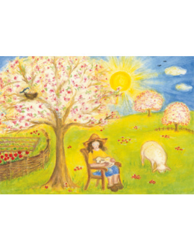 Ansichtkaart lente weide Heike Stinner
