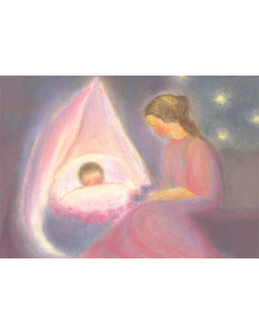 Ansichtkaart moeder met wieg Ruth Elsässer