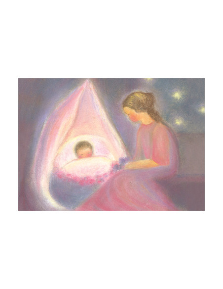 Ansichtkaart moeder met wieg Ruth Elsässer